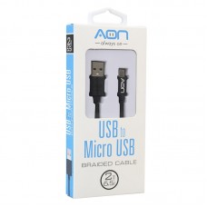 Cable USB a Micro USB AON AO-CB-3010 2 Metros Forrado Negro