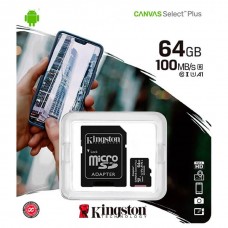 Kingston Canvas Select Plus - Tarjeta de memoria flash (adaptador microSDXC a SD Incluido) - 64 GB